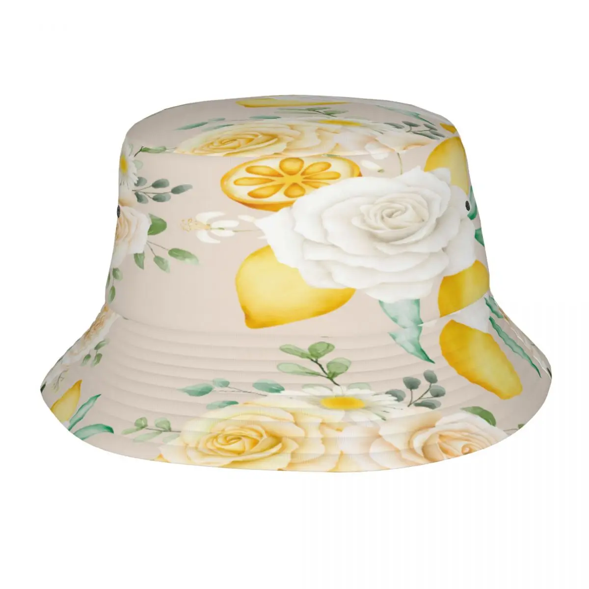 

Watercolor Floral With Lemons Unisex Casual Sun Hat Bucket Hat for Men Women Bob Hip Hop Caps Summer Fisherman Hat Panama