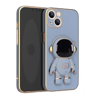 electroplated astronaut folding stand case for iphone 13 12 11 pro max x xr xs max 6 7 8 plus camera protector cover
