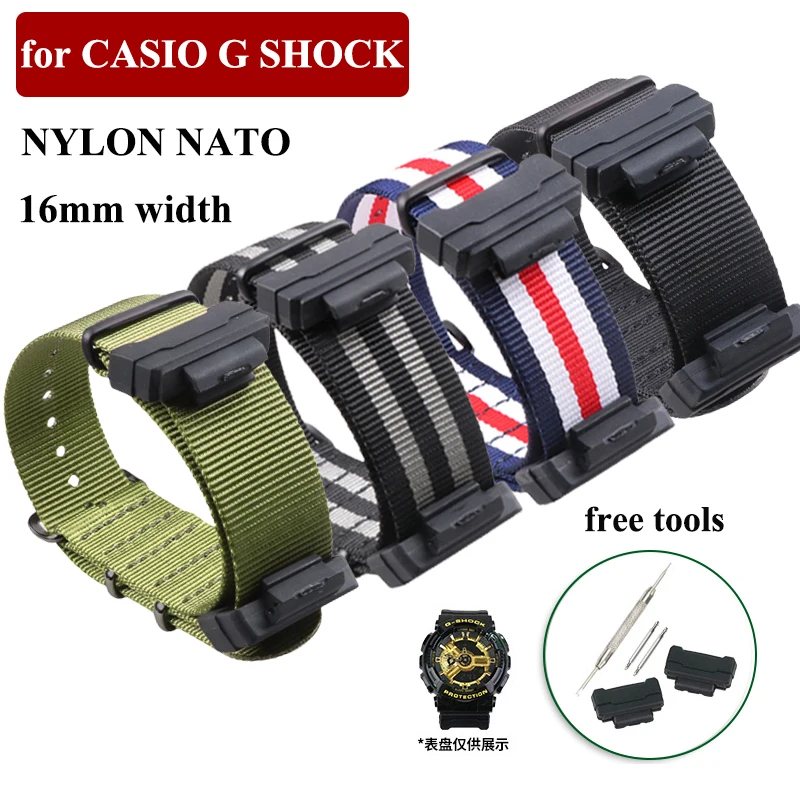 

NATO Nylon Watchband Bracelet with 16mm Resin Adapter for GA100 GA200 GLX5600 G5600e DW5600/5610 DW6900 G8900 GLS100
