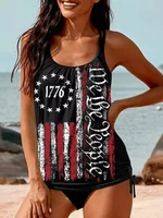 american flag print split swimwear 2 pieces set sleeveless swimsuit womens swimming sexy bikini bathing suit summer beach wear