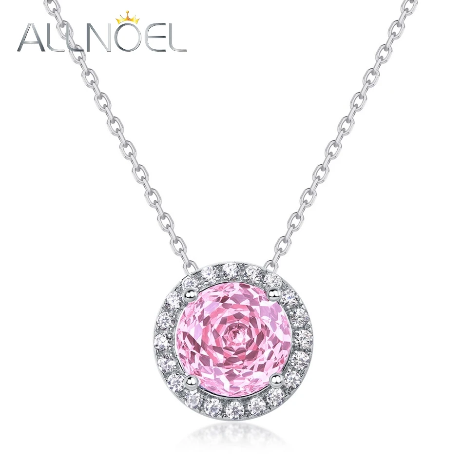 

ALLNOEL, серебро 925 пробы, ожерелье для женщин, Сверкающий Круглый, 8*8 мм, белый циркон, розовый, желтый, драгоценный камень, темперамент, ювелирно...