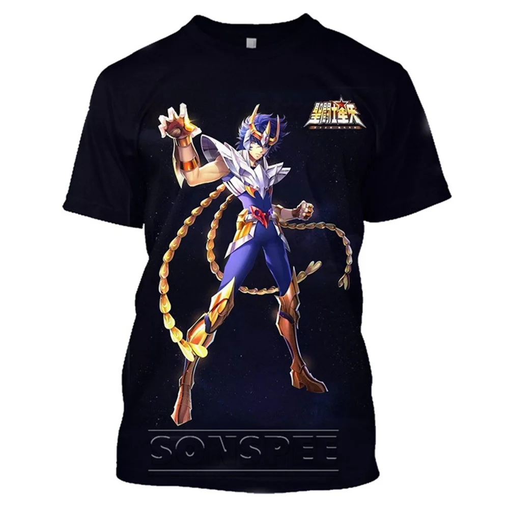Футболка Saint Seiya футболки с аниме рисунком Camisetas манги Мужская одежда летняя