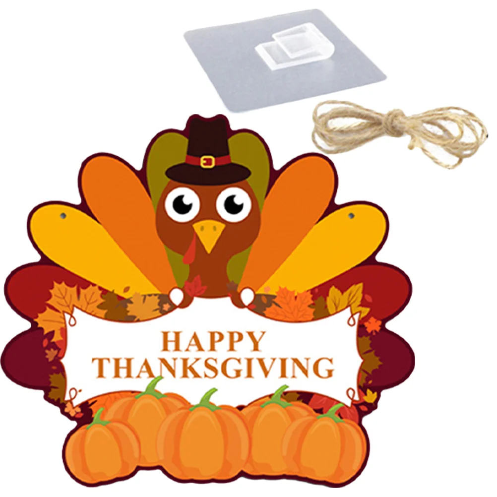 

Thanksgiving Sign Front Door Hanging Ornaments Decorate Wooden Themed Pumpkin Decorations