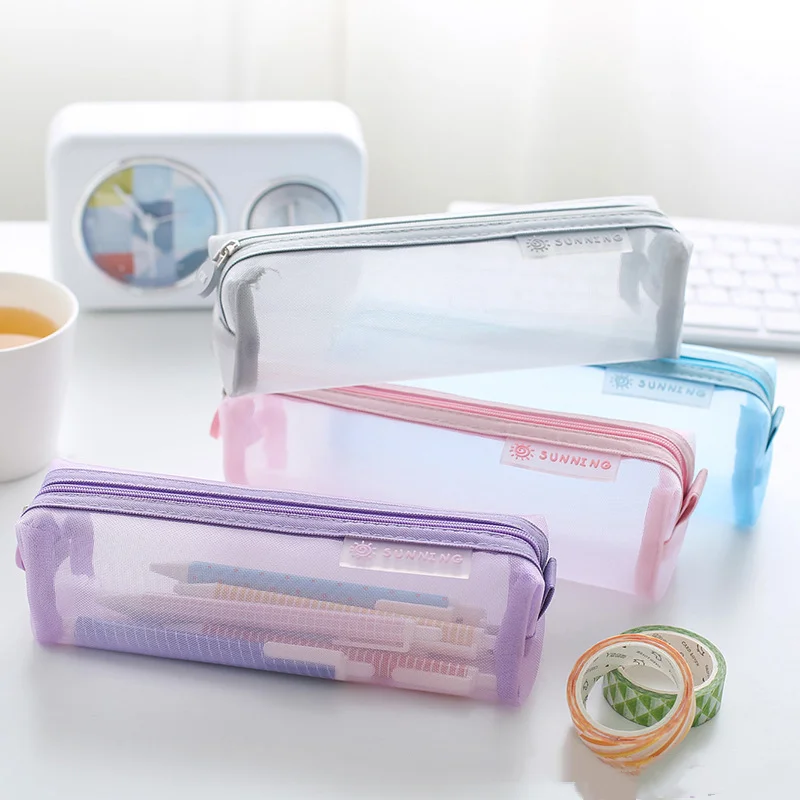 

Transparent Stationery Bag Exam Special Student Net Yarn Pencil Case Large Capacity High School Entrance Examination Pencil Bag
