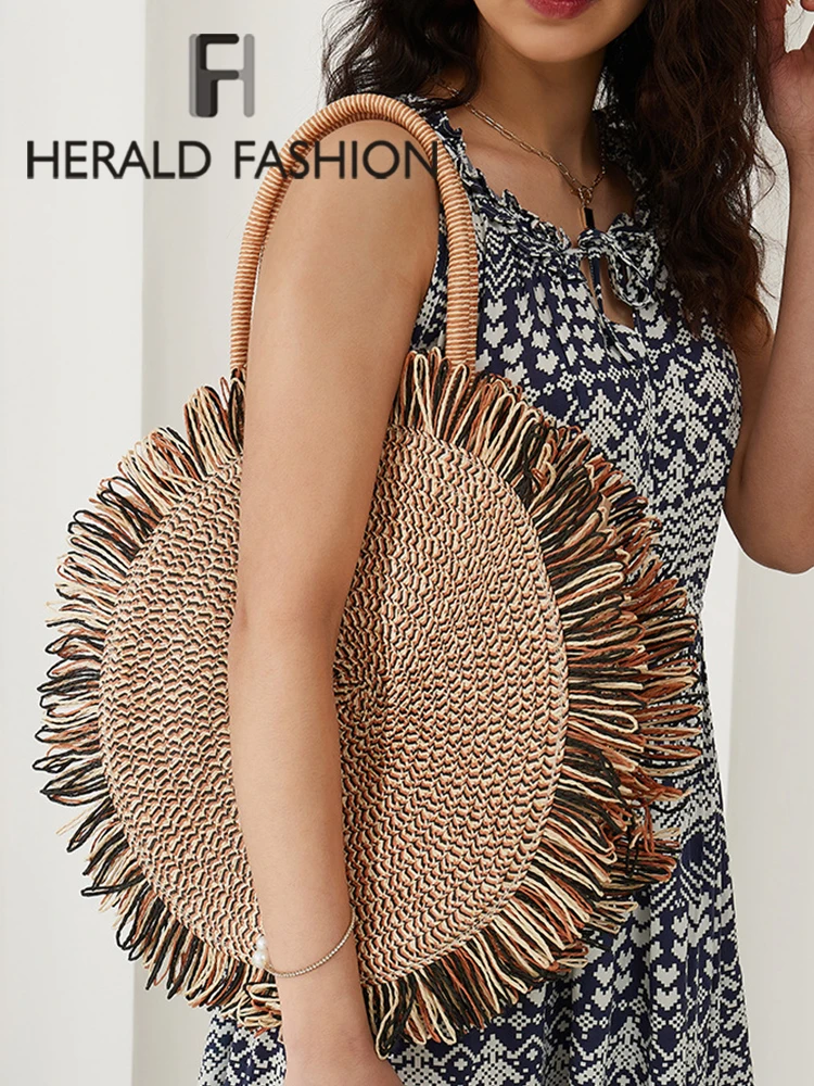 

Fashion Tassel Shoulder Bags for Women 2022 New Woven Female Large Capacity Summer Beach Straw Bags Casual Tote Purses Handbags