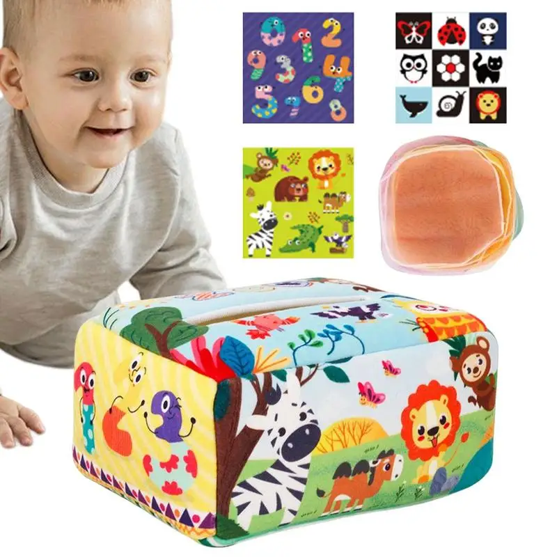

Tissue Box Toy Magic Colorful Cloth Sensory Pull Along Tissue Box Tissue Box For Kid Sensory Toys Montessori Toys For 6 To 12