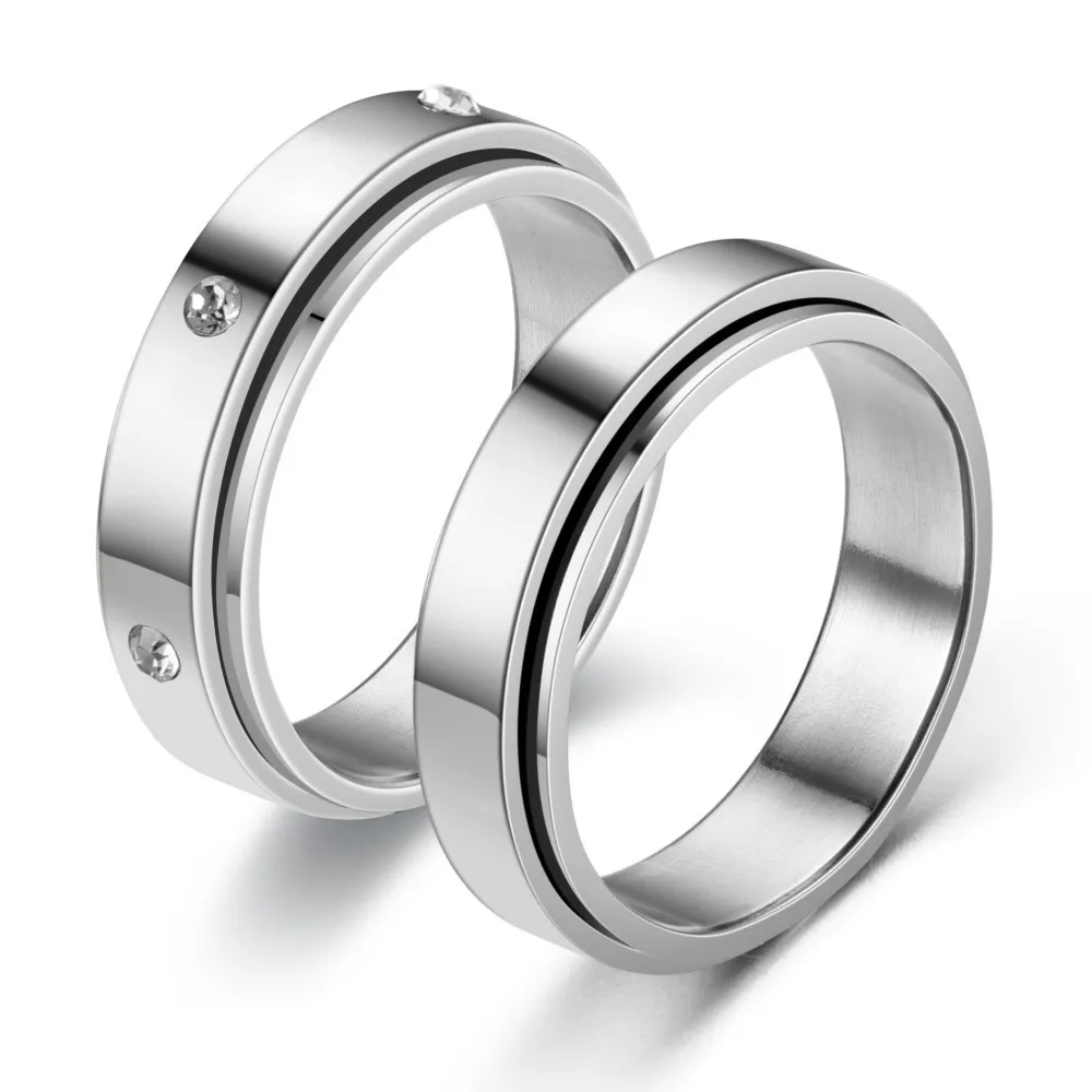 

Couple Rings Anxiety Fidget Stainless Steel Spinning Spinner Ring for Men Women Wedding Engagement Lover Gift