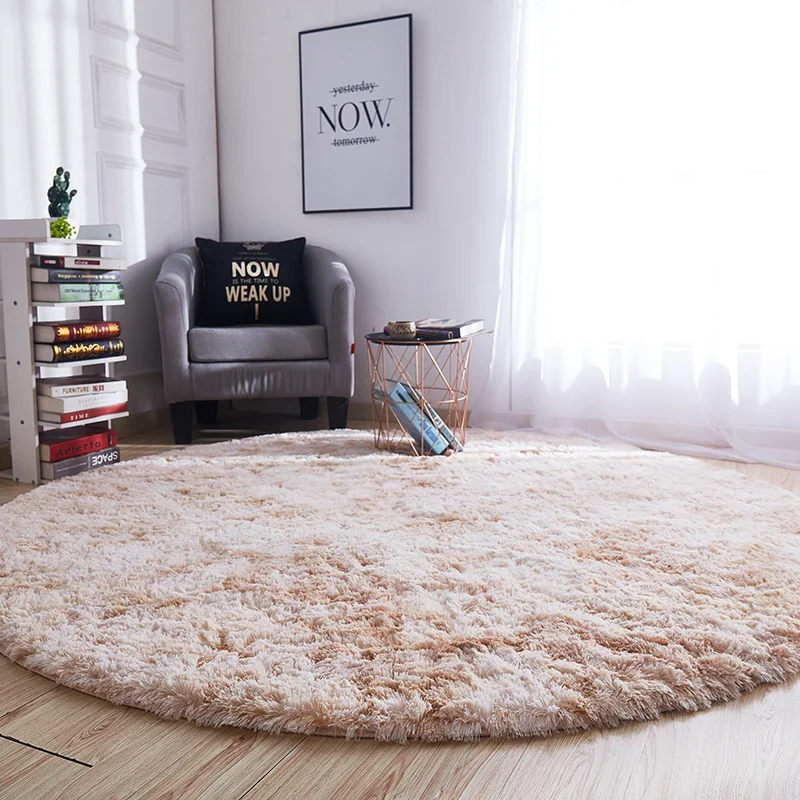 

Nordic round carpet basket hanging chair balcony cushion dressing and makeup Plush foot pad ins bedroom blanket floor