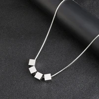fashion elegant silver square pendant necklace beaded chain necklace for women jewelry gift cheap items with free shipping