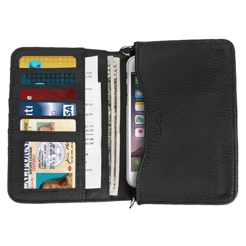 Women's Wallet Clutch Ideal for Daily, Travel, Business, And Personal Use Fits  Large Smartphones (Black)