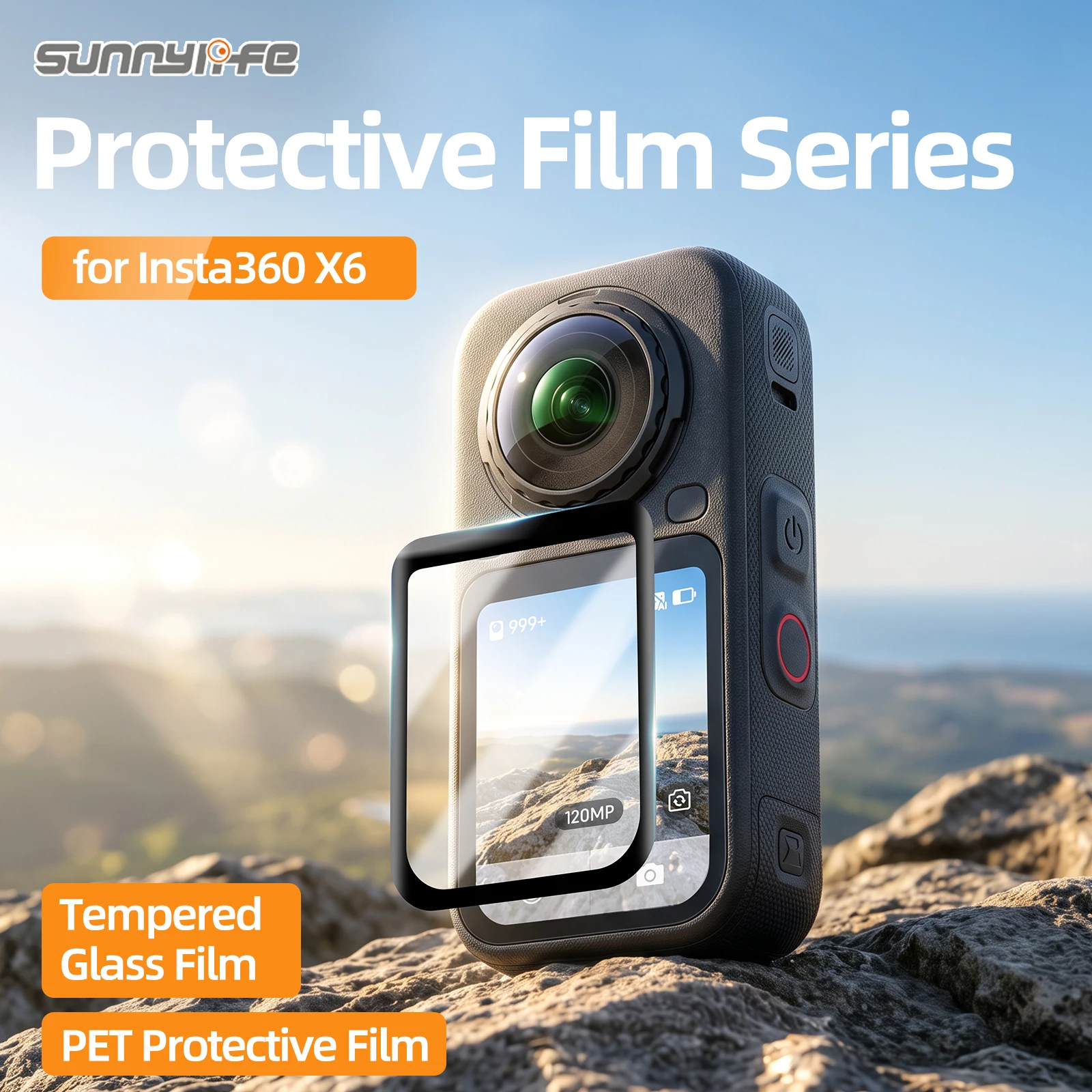 Фото Защитная пленка Sunnylife для камеры Insta360 X6, высококачественная упрочненная пленка, устойчивая к царапинам, композитная мягкая защитная пленка, ультратонкая 0,33 мм. №1
