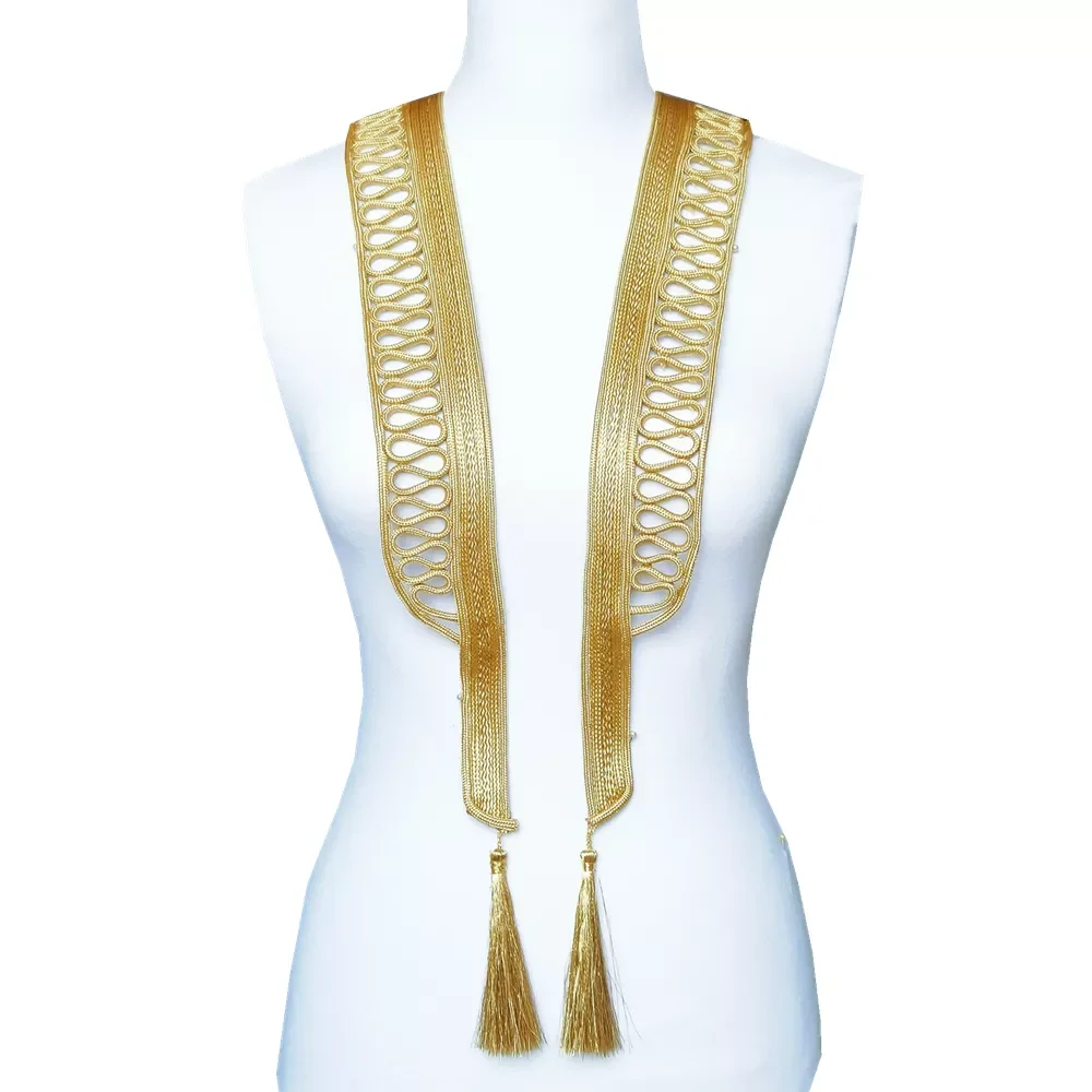 

2pc Handmade Gold Cord Patch Decorative Baroque Neckline Collar Sew On Patches For Clothing Clothes Applique AC1582