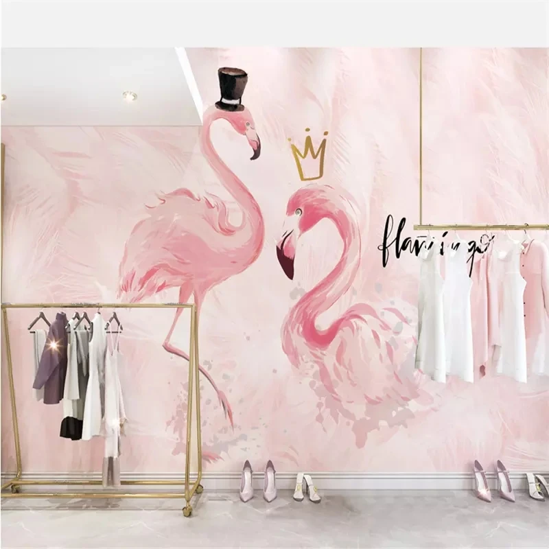 Самоклеящиеся обои с розовым фламинго настенное покрытие для салона красоты