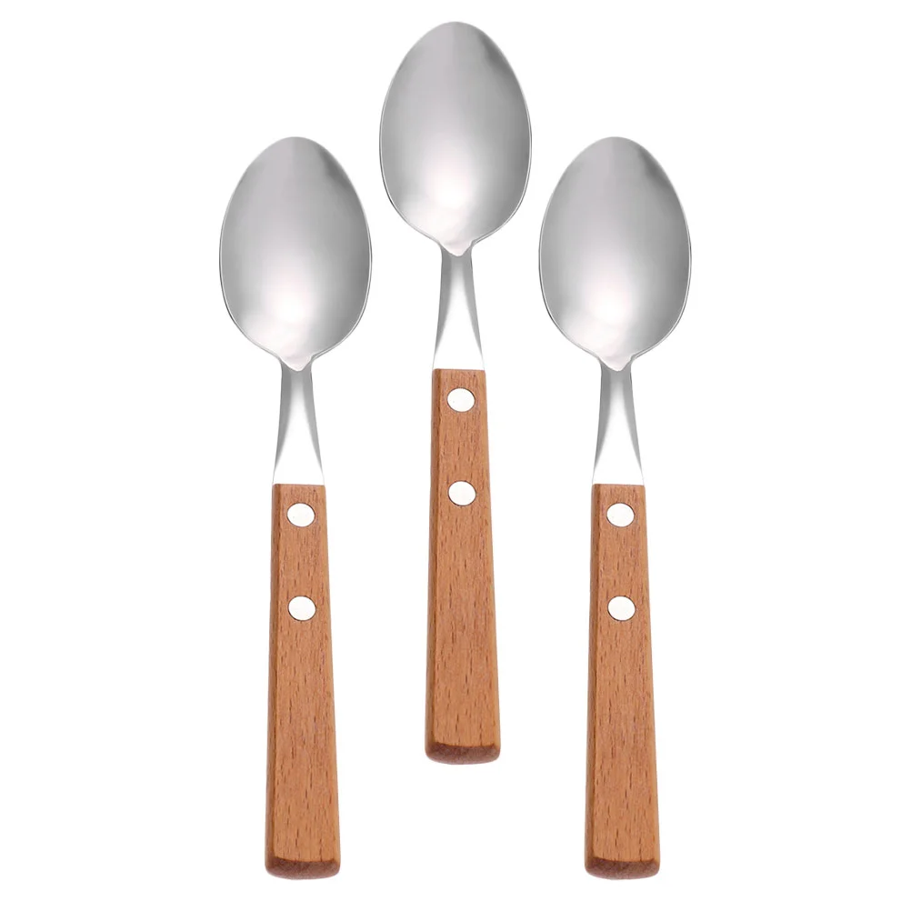 

Spoons Spoon Scoop Espresso Dessert Serving Cream Ice Sugar Handle Wooden Coffee Dinner Teaspoons Drink Mixing Soup Table