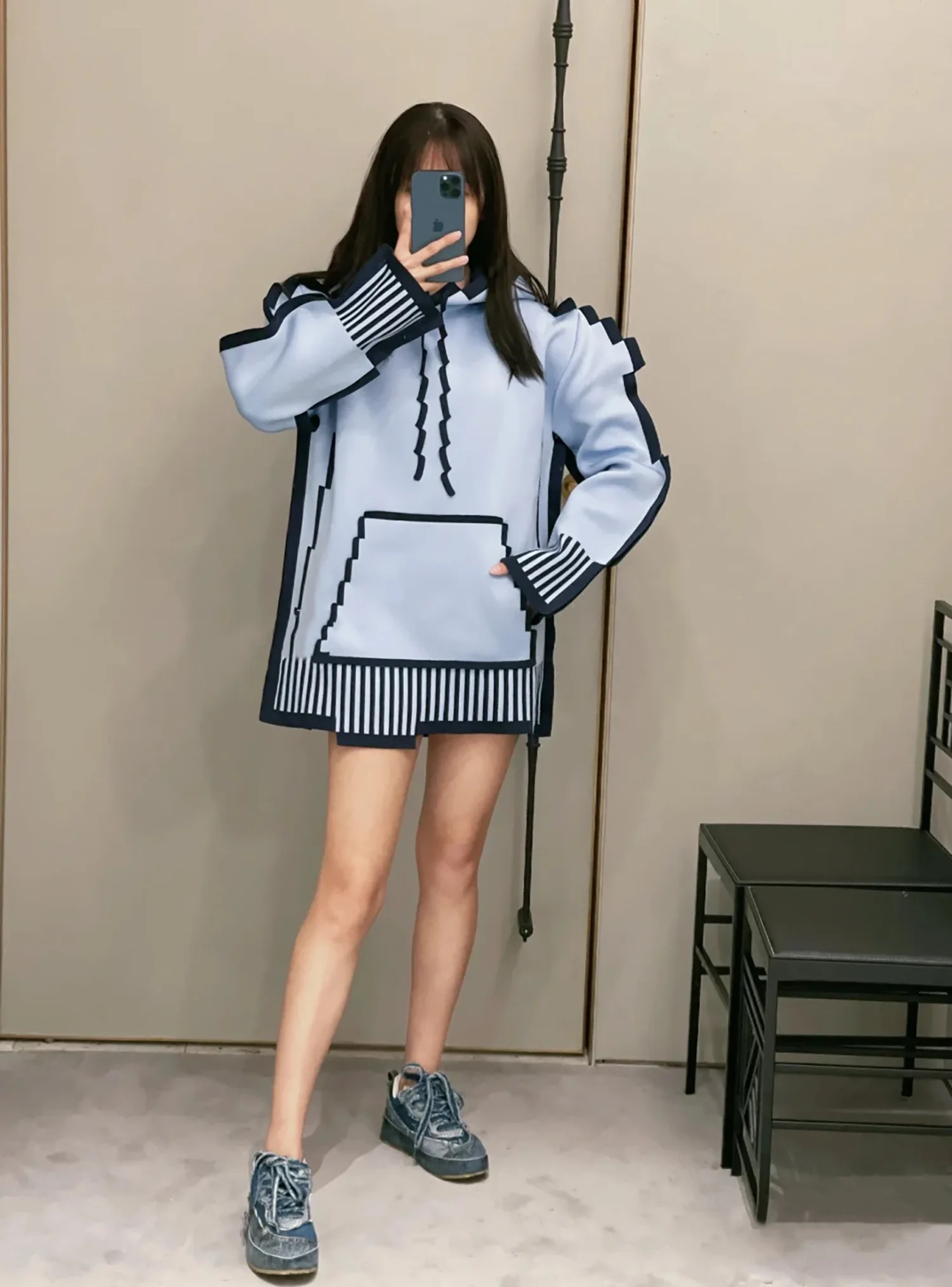 

S867 Fashion women's Hoodies & Sweatshirts 2023 Runway Luxury famous Brand European Design party style women's Clothing