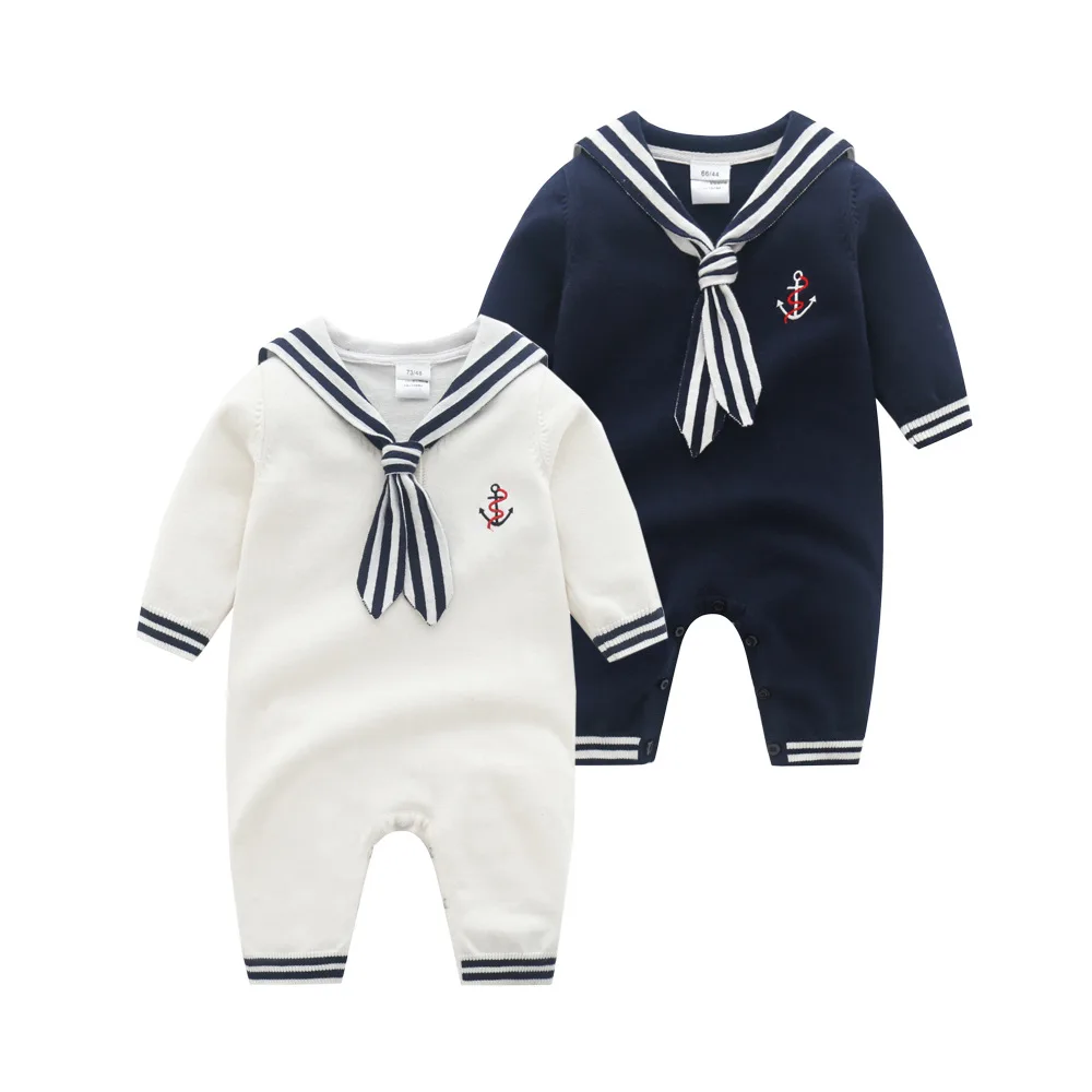 

2022 Baby Girl boys Clothes Long Sleeve Soft Cotton Baby Rompers Sailor Style Baby Clothing Infant Boys Jumpsuit bebe Outfits