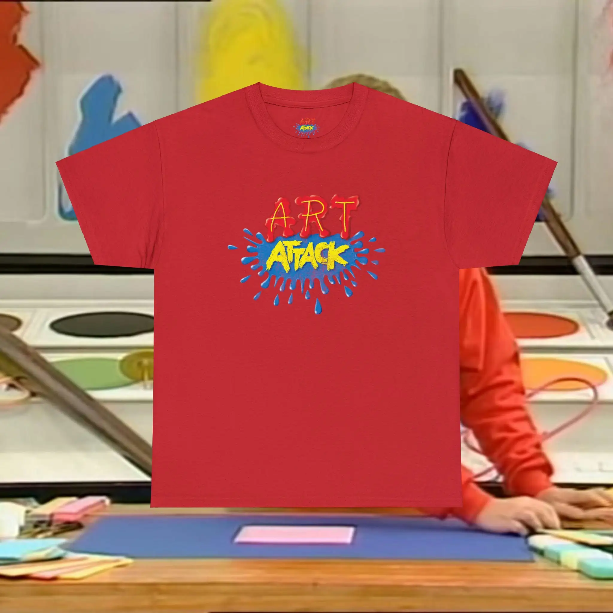 Красная винтажная футболка Art Attack 90-х годов средний логотип из популярного