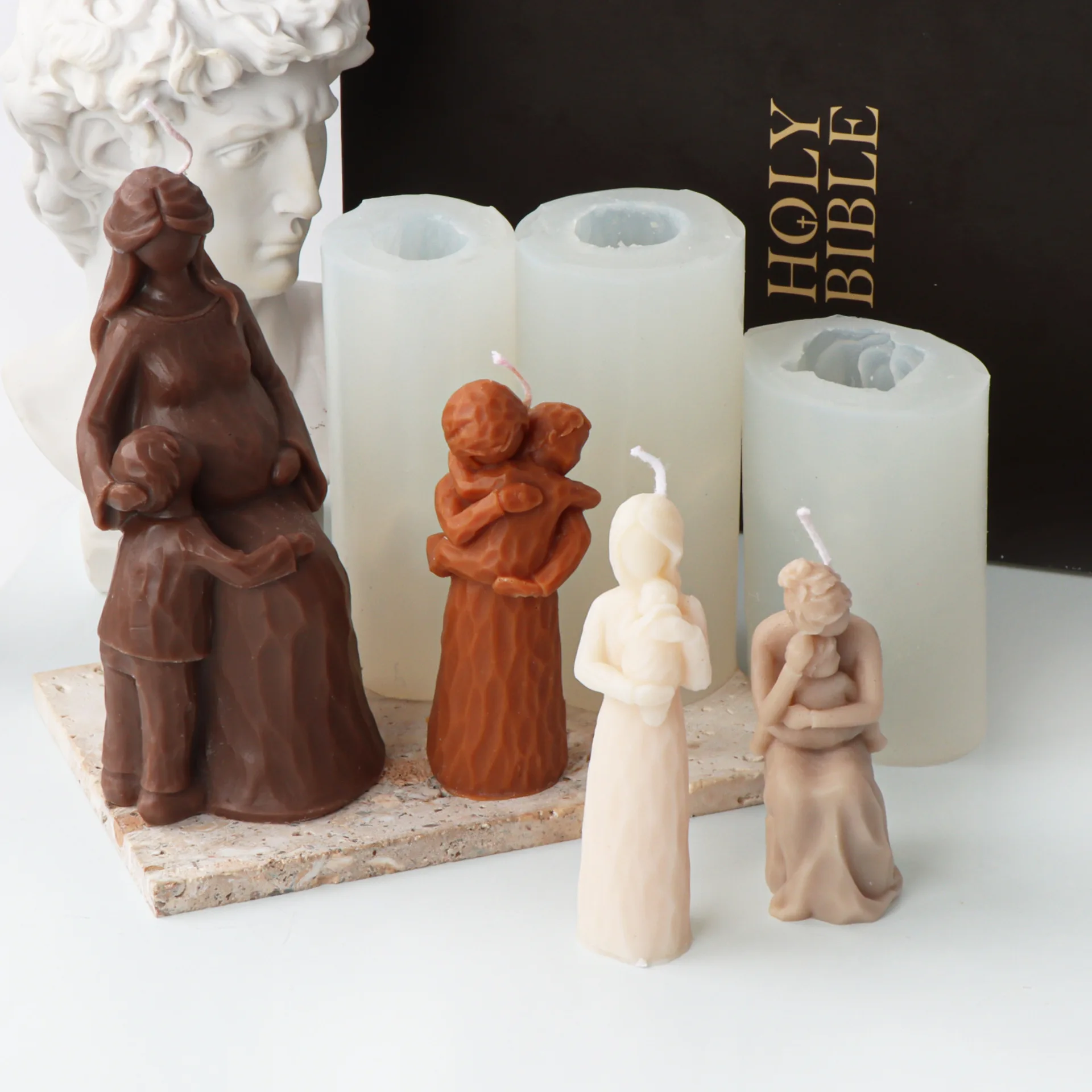 

Pregnant Mother with Children Silicone Candles Mold for Handicrafts Ice Gypsum Resin Molding Soap Making Casting Home Supplies