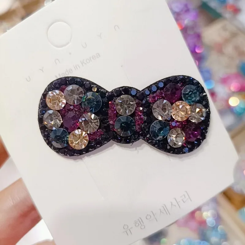 Корейские заколки для волос с блестящим бантом и стразами женщин модные девочек