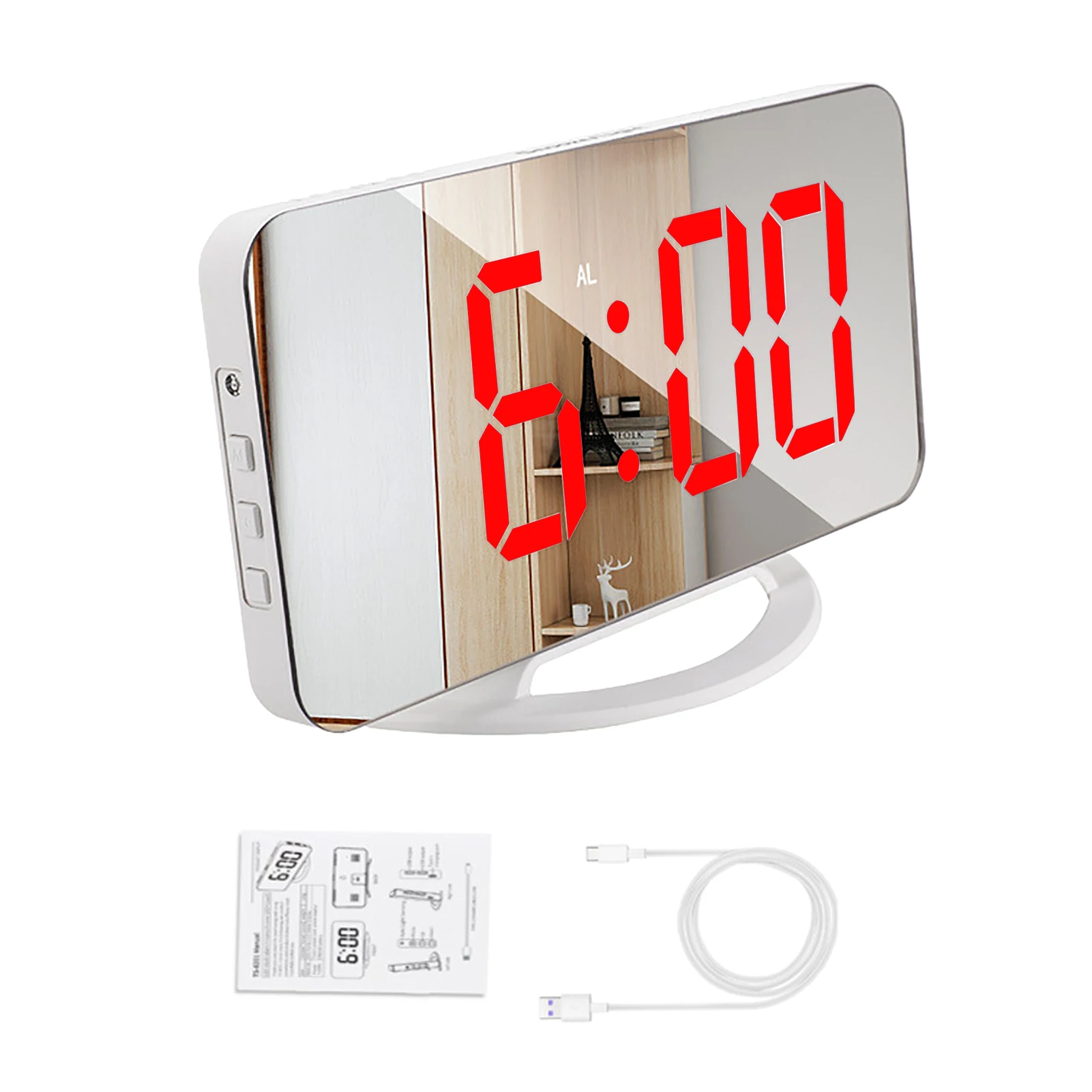 

Будильник с зеркальным режимом повтора, многофункциональный светодиодный Будильник для офиса и кухни, Подарочный домашний цифровой диспле...