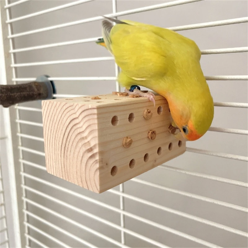 

Bird Toy Parrot Chewing Toy Birdcage Foraging Biting Block Toy Small Medium Bird Cage Wooden Puzzle for Lovebirds Conure