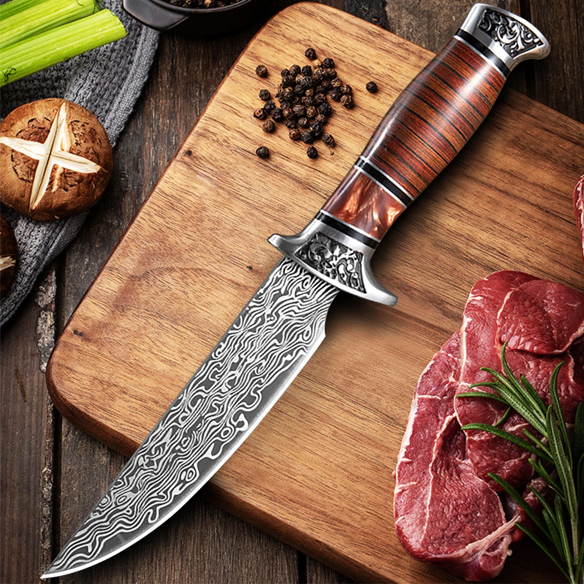 5Cr15Mov Stainless Steel 6inch Forged Chef Knife Boning Camping Serbian Knife Kitchen Butcher Knife Meat Fruit Cleaver
