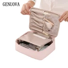 Портативная женская косметичка, дорожный органайзер для туалетных принадлежностей, сумка для кистей для макияжа, помада, новая модная розовая косметичка на молнии