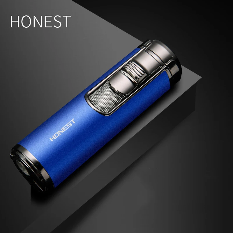 

Honest Butane Gas Inflatable Lighter Multifunctional Cigar Cutter Red Fire Four Jets Creative Windproof Spray Gun Ignition