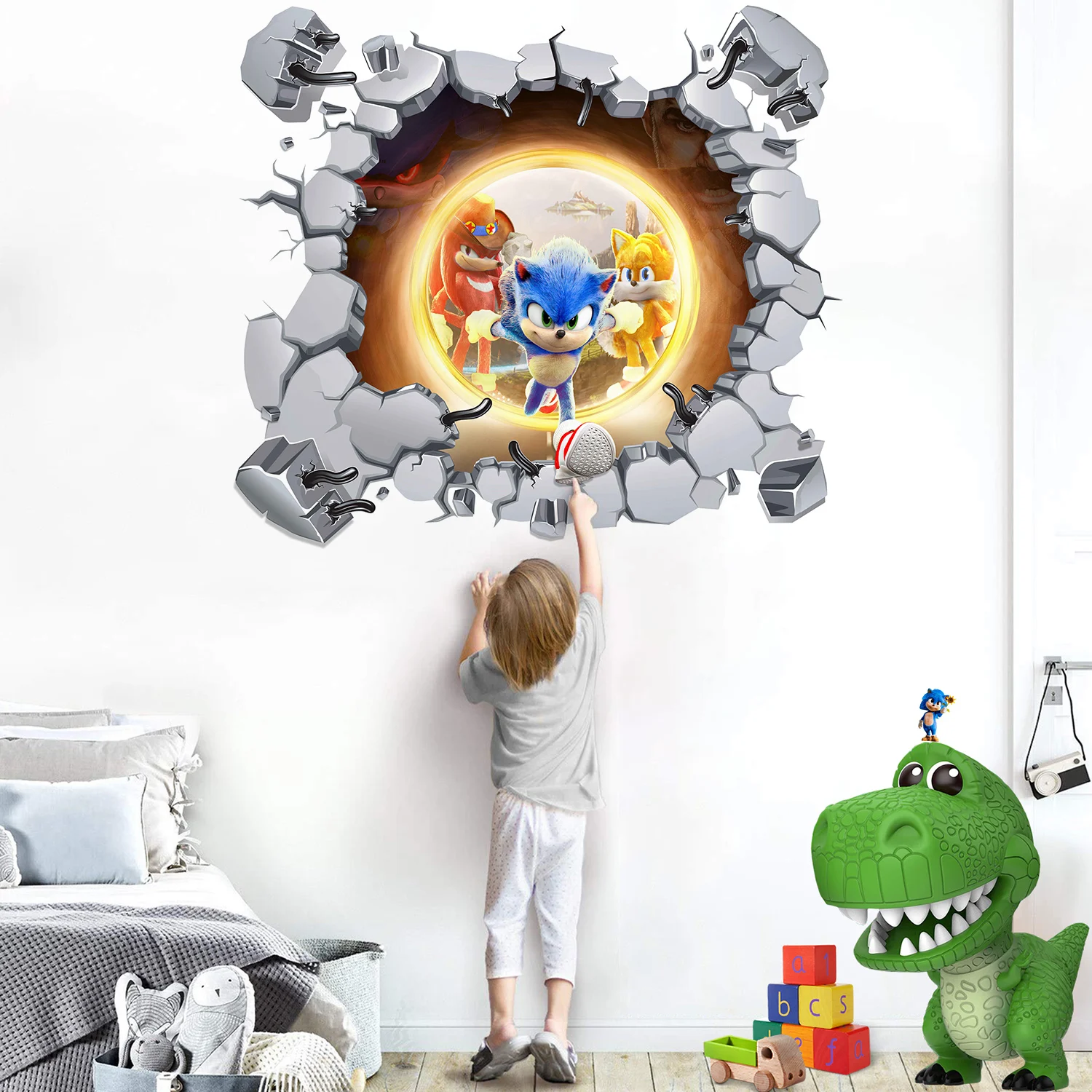 

Sonic 3D Break The Wall Stickers for Kids Game Wall Art Room Wall Decor Boys Gift Bedroom Poster Mural Wallpaper