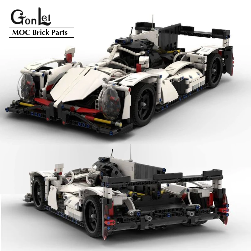 

2023 NEW Technical 24h Le Mans LMP1 Cars with V6 Engine Front and Rear Suspension Functional Steering Wheel MOC Blocks DIY Toys
