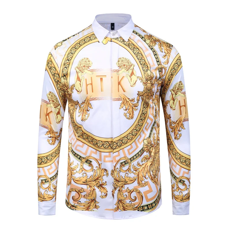 Рубашка мужская с длинным рукавом и отложным воротником люксовая модная блуза