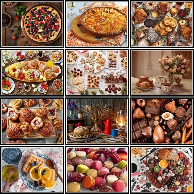 

CHENISTORY 5d Diamond Painting Food Landscape Fruit Cross Stitch Mosaic Diamond Cake Embroidery Full Square Home Decor