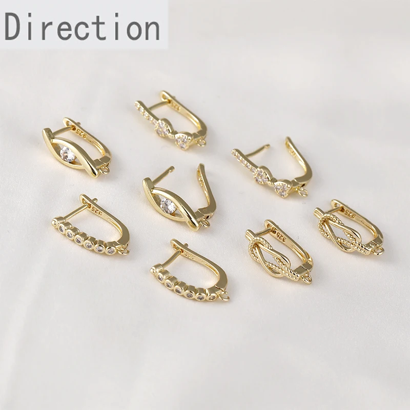 

Zircon bow ear buckle color 14k bag gold ear accessories diy jewelry hand-made materials