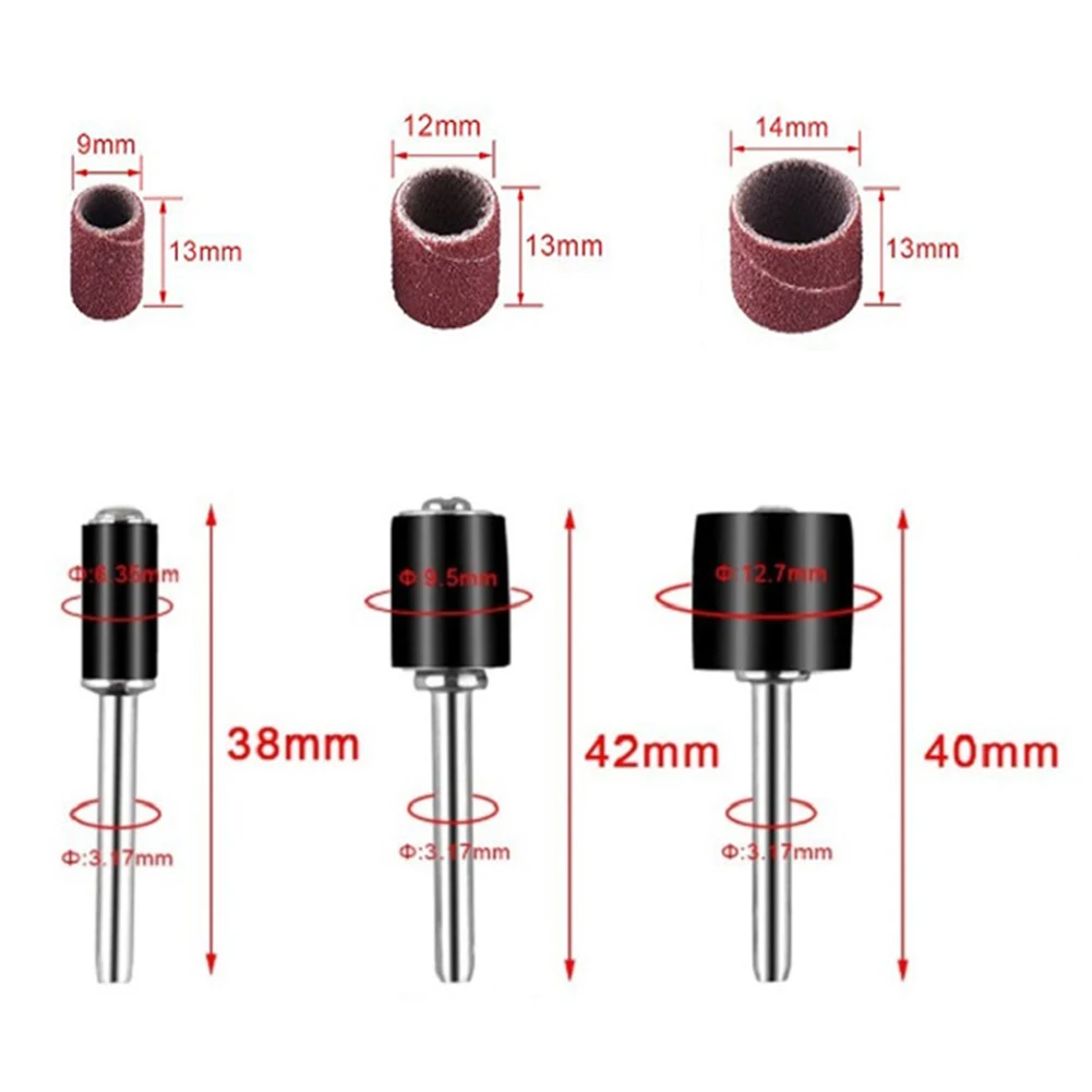 

1/2in 3/8in 1/4in Sanding drum 1/8\\\\\\\\\\\\\\\" shank 51pcs/set Aluminium Oxide For wood metal plastic Mandrel Rotary Tool