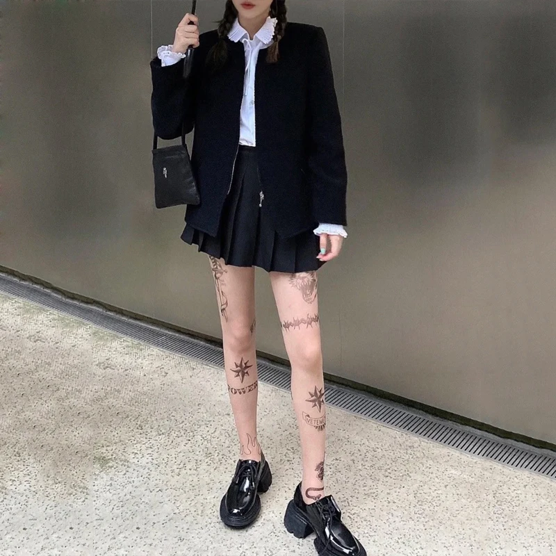 

Vetements 2022 Summer New Ladies Tattoo Stockings Thin Flesh-colored Letter Pantyhose Fashionable High Street All-match