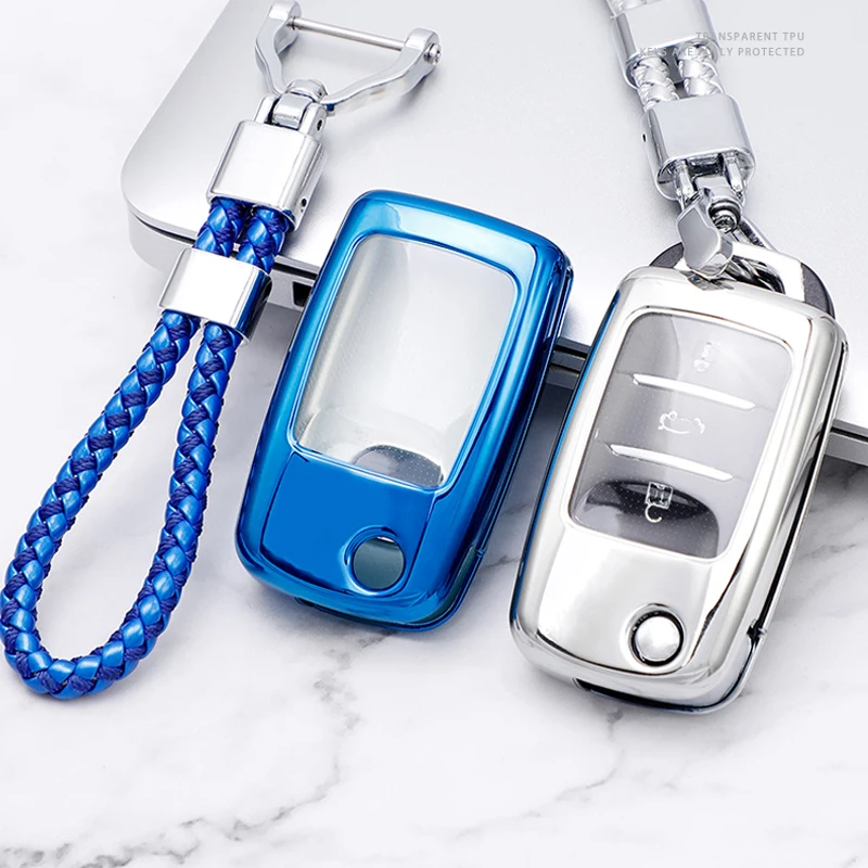 

For Changan CS35 Raeton CS15 V3 V5 V7 CS75 Eado Soft TPU Car Folding Flip Key Case Cover Shell Keychain Protector Accessories
