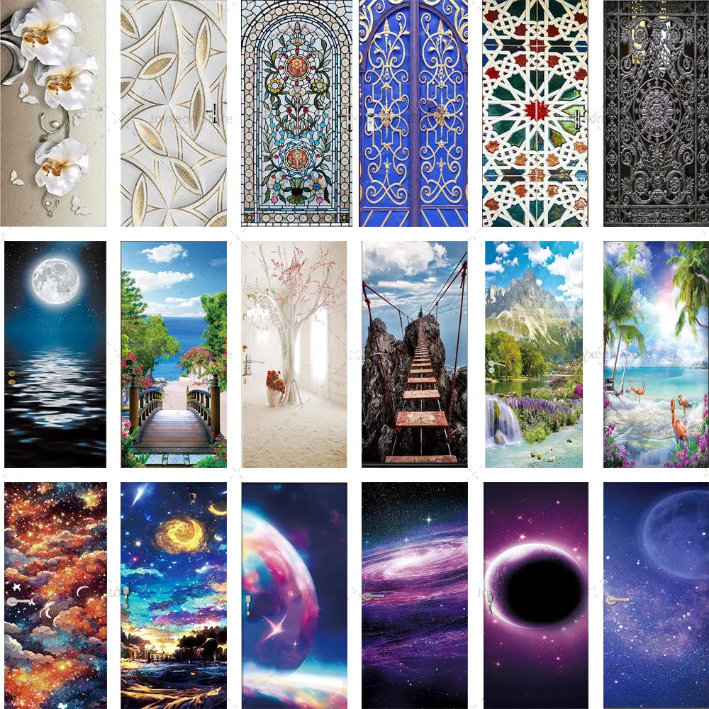 

29 разных стилей дверных наклеек 3D Звездное небо домашние украшения наклейки ПВХ водонепроницаемые плакаты самоклеящиеся дверные бумаги