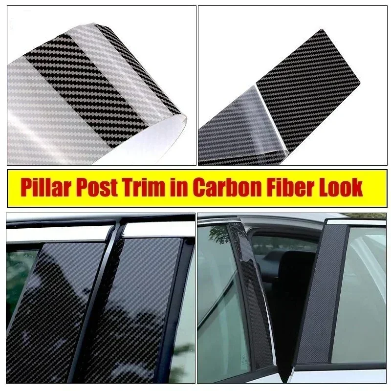 

6Pcs Car Pillar Posts For HYUNDAI GENESIS G80 2015-2022 Sedan Carbon Fiber Black Column Door Window Trim Cover Panel Stickers