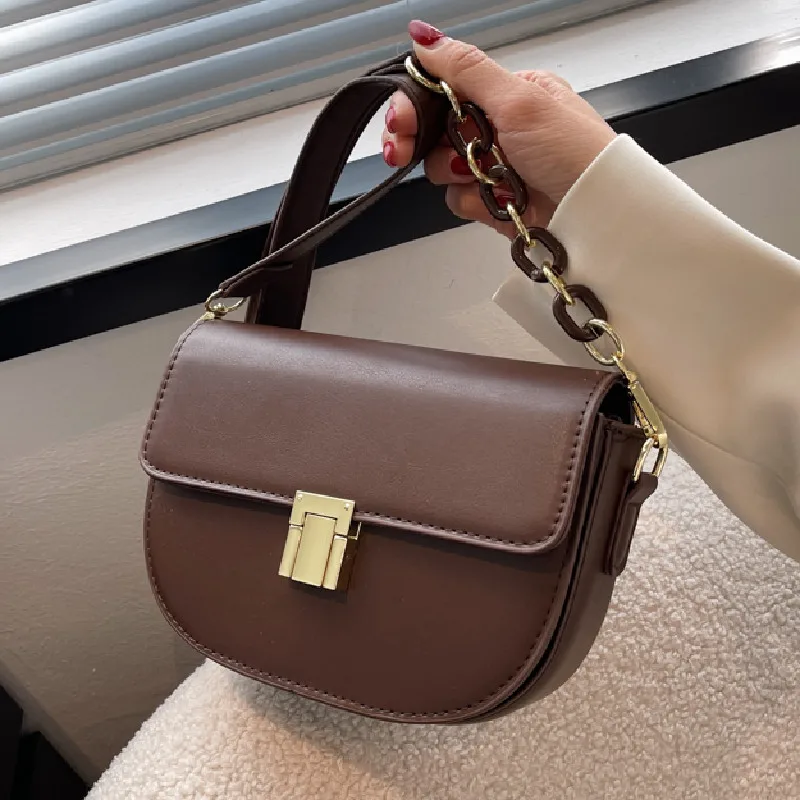 

Luxury Fashion Women Crossbody Bag Vintage Semicircle Saddle Bags New Soft Pu Leather Shoulder Bags For Ladies Handbags Designer