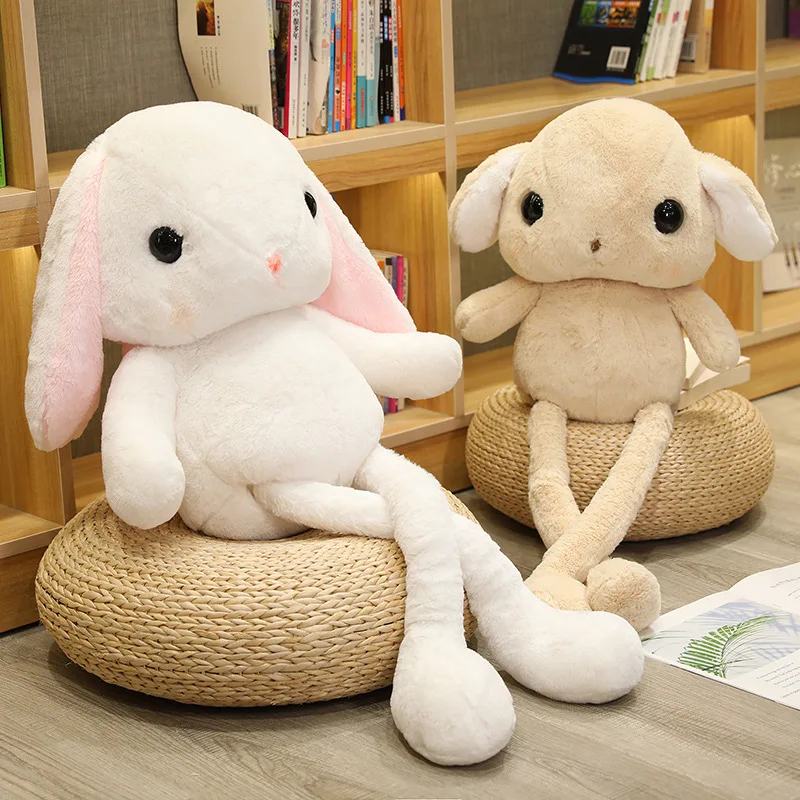 

80-120cm Creative Funny Telescopic Rabbit Plush Toy Stuffed Soft Kawaii Animal Pull Up Ears Bunny Dolls for Kids Birthday Gift