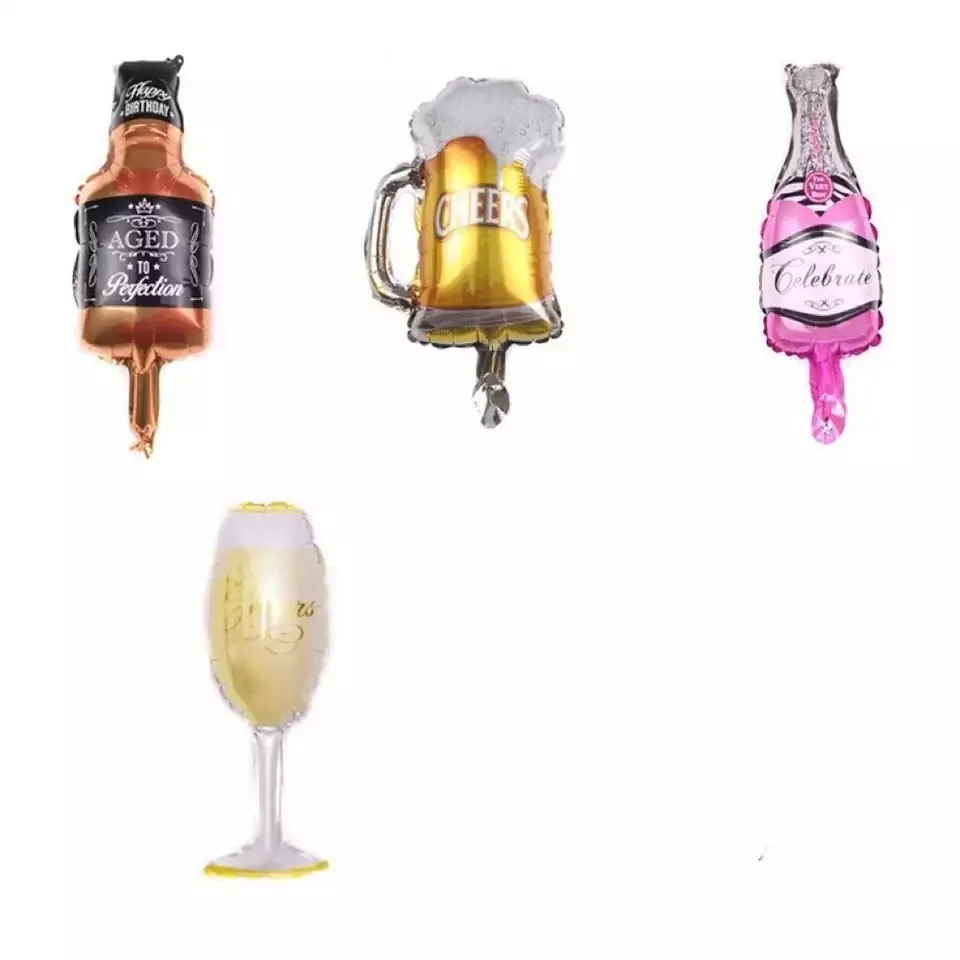 

100pcs mini Champagne Cup Bottle Aluminium Foil Balloons Wedding Birthday Party Decorations Anniversary Baby Shower Balloons