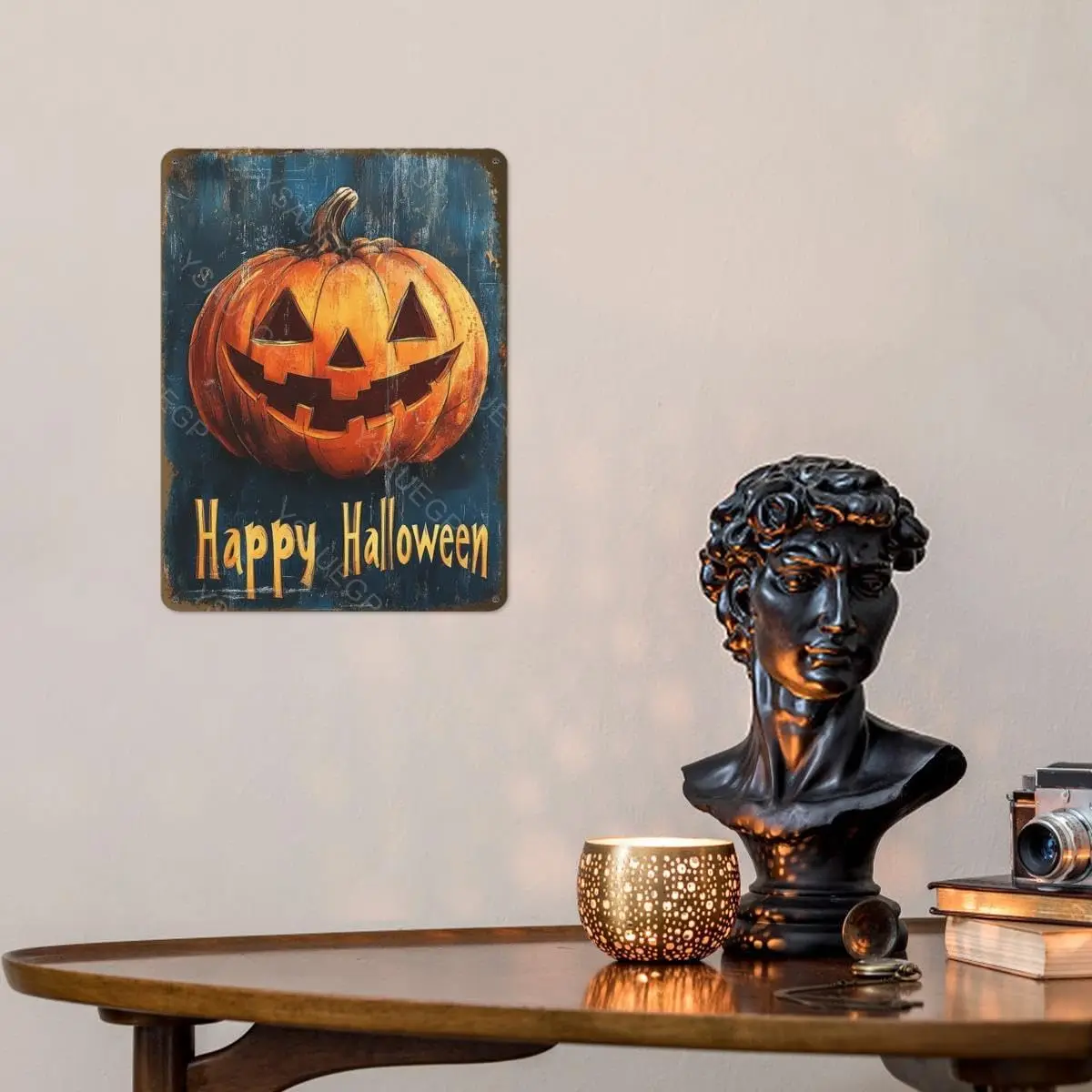 Vntge Hoween Tn Sgn Rustc Pumpkn Jck O Lntern Metl Wll Декор для дома Ktchen Porch Grden ndoor nd Outdoor Hlloween Decorto