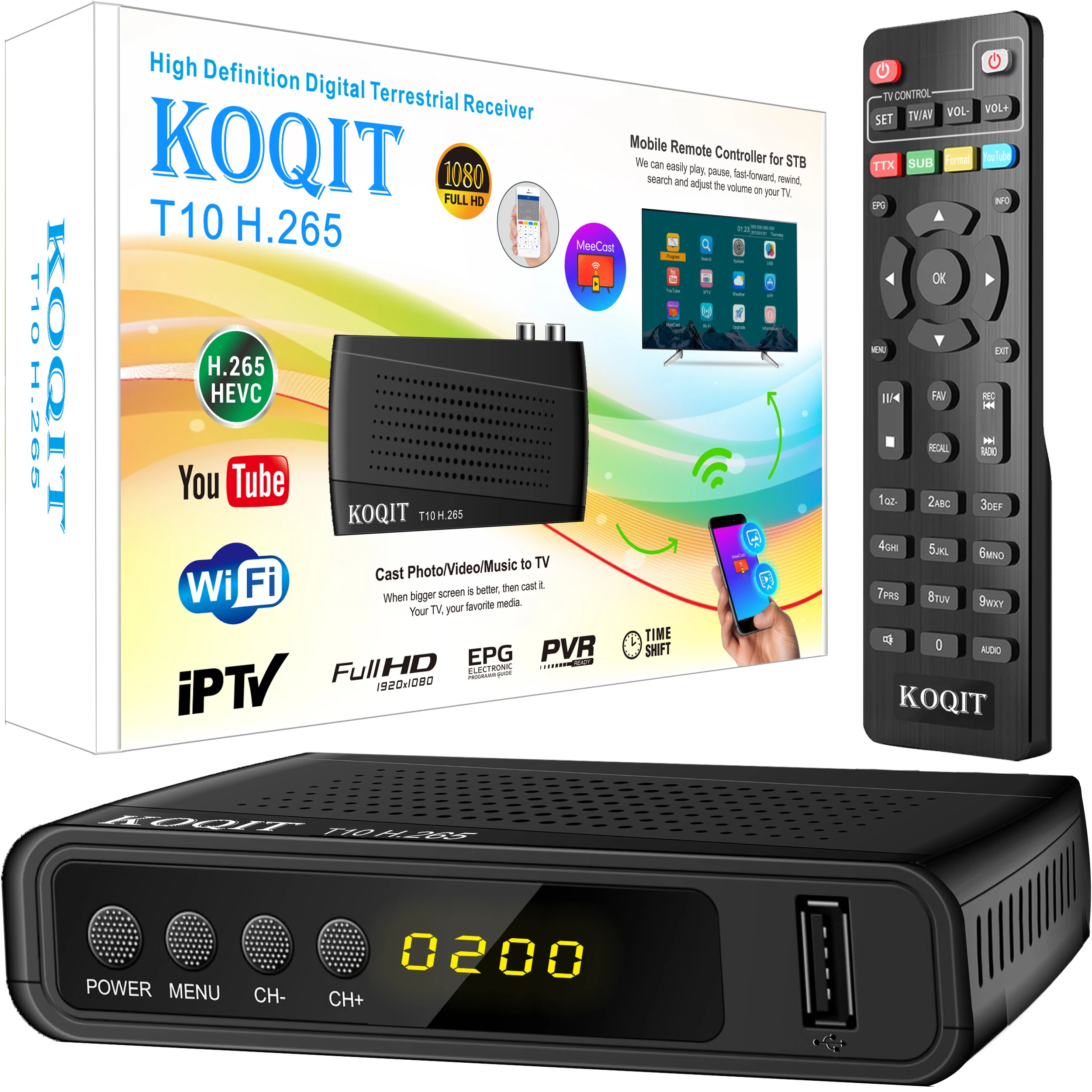 

KOQIT HEVC Wifi FTA Digital Tv Set-Top Box DVB-C DVB-T2 Tv Box Decoder DVB T2 Tv Tuner H265 FHD Terrestrial Antenna TVs Receiver