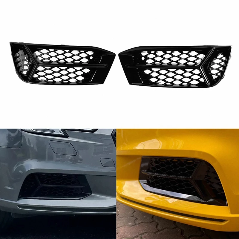 

Auto Left Right Side Front Mesh Honeycomb Lower Bumper Fog Light Grille Grill Cover for- A3 2017 2018 2019 2020