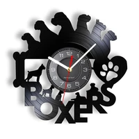 i love boxes dog silhouette laser cut vinyl record wall clock boxer dog breed wall art vintage wall clock puppy dog timepiece