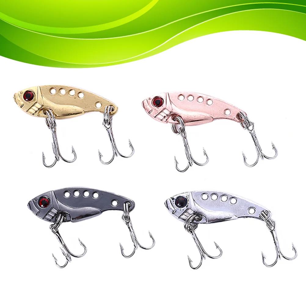 

4PCS Metal Fishing Lure Baits Artificial Plating VIB Outdoor Jig Tackle Accessories Gear Road Baits