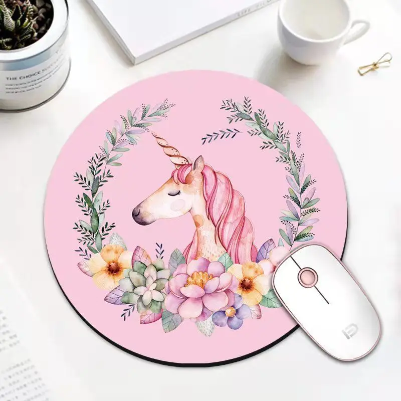 

1pcs Cartoon Animal Pattern Mouse Pad Round Mousepad Office Mice Pad Rubber Home Computer Anti-slip Table Mat Study Room PC