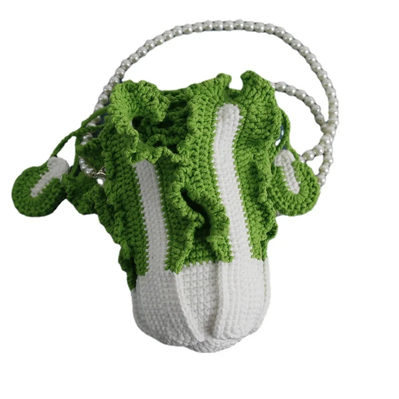 DIY Creative Cabbage Bundle Mouth Pack Handmade Wool Crochet Cute Fashion Change Mobile Phone Bag enlarge