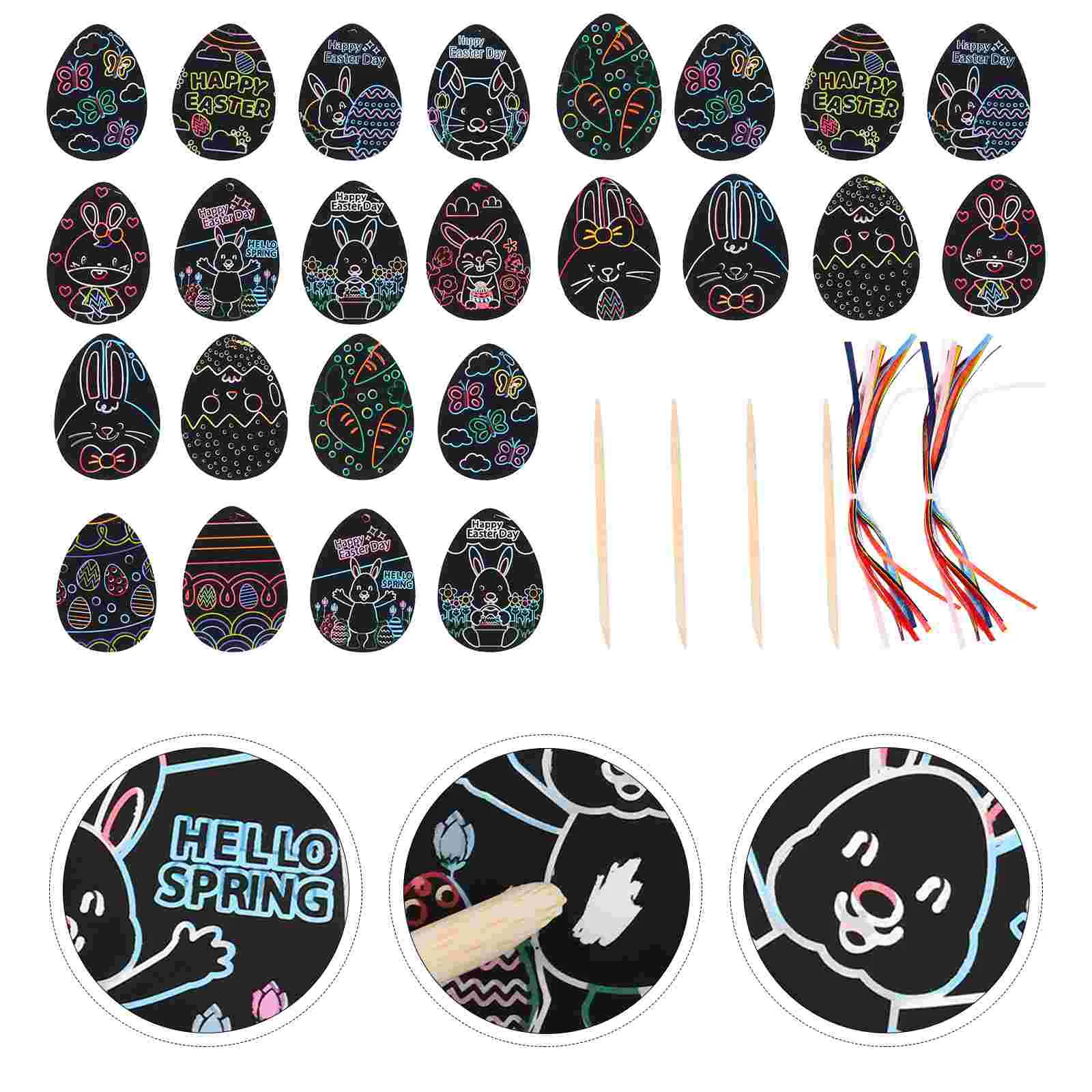 

Scratch Papereaster Rainbowkids Party Drawing Color Sheets Craft Pad Black Off Decorations Kit Crafts Egg Coloring Favors