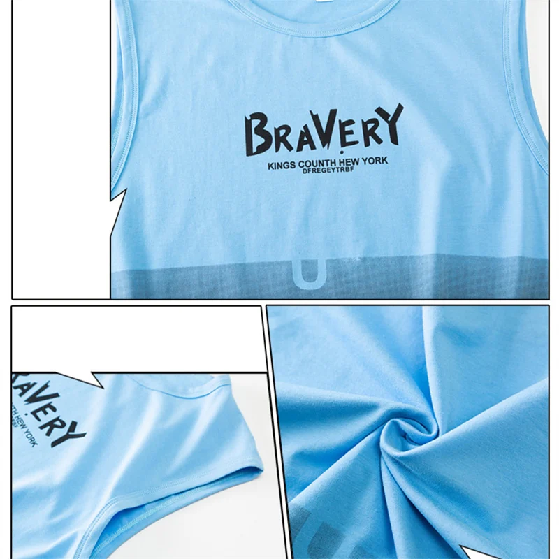 Boys Fashion Clothes Set Trend Kids 2022 New Summer Printing Sleeveless T-shirt And Shorts 2 Pieces Suit Big Children's Outfits